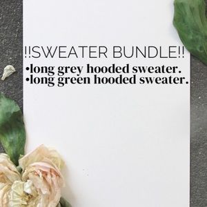 2 long length hooded sweaters. (green&grey)